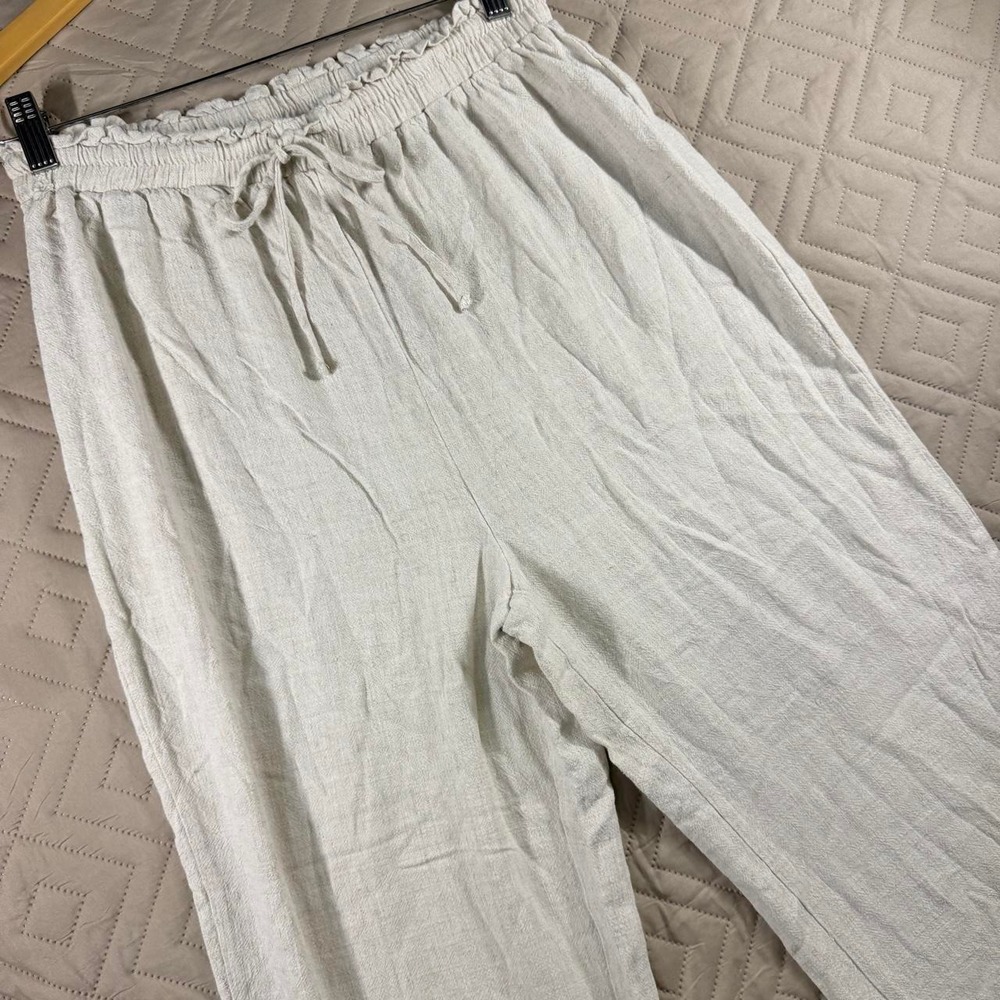 Women Large Pants Linen Blend VACATION SUMMER LOUNGE COZY BREATHABLE